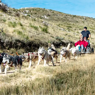Ruta celtibérica en trineo de perros por Los Lombacos en Torrellas, tierras de misterios y leyendas del Moncayo
