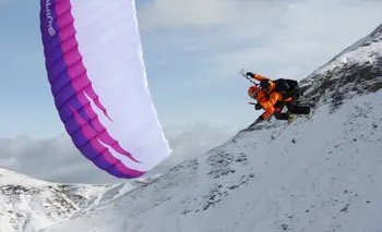 Speed tandem en Cerler con parapente y esquís